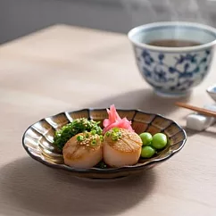 【日本Tojiki Tonya】Suzune美濃窯燒扇形 陶瓷小皿9cm ‧ 茶棕色