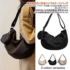 【Sayaka紗彌佳】半月包 日本通勤休閒百搭側抓皺設計單肩側背二用包 隨貨附贈同款小圓包 -黑色