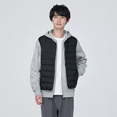 【MUJI 無印良品】男輕量羽絨抗靜電內裏無領背心 S 黑色