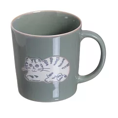 【日本Sugar Land】貓咪日常 陶瓷馬克杯300ml ‧ 綠
