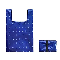 【EZlife】輕盈立體摺疊便攜手提環保購物袋 A13.藏青船錨
