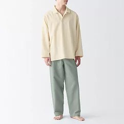 【MUJI 無印良品】男吉貝木棉混開襟家居睡衣 XL 原色