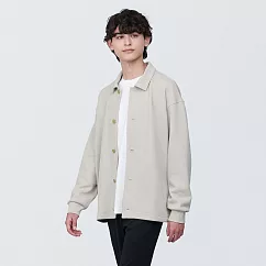 【MUJI 無印良品】男二重織襯衫式開襟衫 XL 米黃