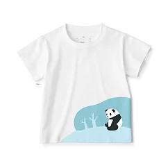【MUJI 無印良品】幼兒棉混聚酯纖維容易穿脫印花短袖T恤 80 大貓熊(柔白)