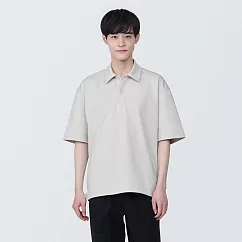 【MUJI 無印良品】男棉混涼感寬版五分袖POLO衫 XL 淺灰