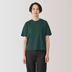 【MUJI 無印良品】女天竺圓領短袖T恤 XXL 深綠