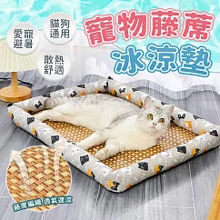 【EZlife】寵物藤席冰涼墊(50x40cm) 卡其貓