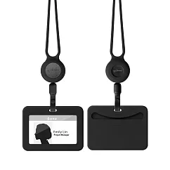 Bone 蹦克 頸掛伸縮開窗識別證套 證件套 卡套 工作證套 橫式-黑