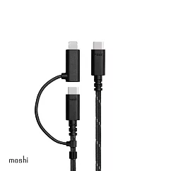 Moshi 二合一 USB─C to USB─C & Lightning 充電/傳輸線 曜石黑