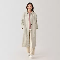 【MUJI 無印良品】女撥水加工折領大衣 M 淺米