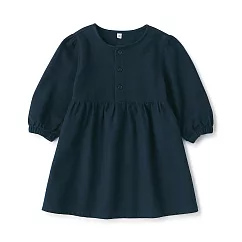 【MUJI 無印良品】幼兒雙面起毛法蘭絨洋裝 80 暗藍