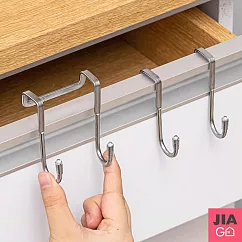 JIAGO 不鏽鋼S型櫥櫃門後雙掛勾-4入