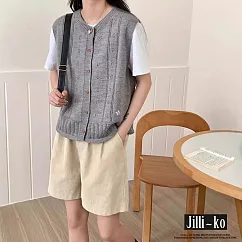 【Jilli~ko】韓版文藝風針織馬甲背心女疊穿百搭寬鬆無袖上衣 J11952 FREE 灰色