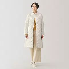 【MUJI 無印良品】女可水洗鋪棉刺縫大衣 S 象牙白