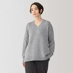 【MUJI 無印良品】女氂牛毛混V領針織衫 XL 淺灰