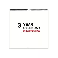 珠友 2026~2028年3年式吊掛式月曆/行事曆/長期規劃/掛曆/記事日曆/簡約無印(素面/大)