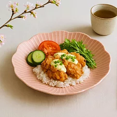 【日本Marusan Kondo】窯燒花形 陶瓷餐盤22cm ‧ 桃