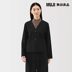 【MUJI 無印良品】女縱橫彈性起毛開襟衫 S 黑色