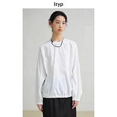 ltyp旅途原品 色織100%匹馬棉小衫 極簡休閒大碼上衣女 M L M 月牙白