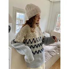 【MsMore】 費爾島圓領毛衣慵懶針織衫上衣# 126331 FREE 花紋色