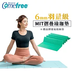 【Comefree 康芙麗】羽量級TPE摺疊瑜珈墊CF81402湖水綠