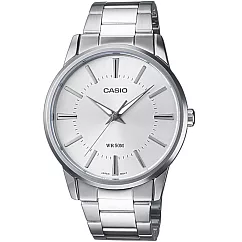 CASIO 卡西歐MTP─1303 時尚簡約紳士風大錶面鋼帶錶─ 白面 7A