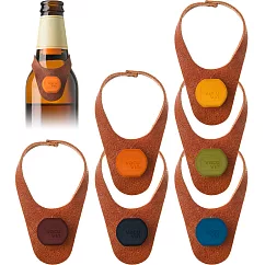 《Vacu Vin》掛式矽膠酒瓶塞6入 | 紅酒塞 葡萄酒塞 - 皮革