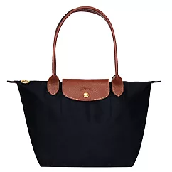 LONGCHAMP LE PLIAGE系列長把再生尼龍摺疊水餃包(中) 黑