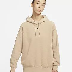 NIKE AS W NSW ESSNTL PLSH HOODIE 女 休閒連帽抓絨上衣 DD5119200 L 奶茶