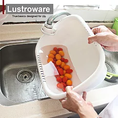 【Lustroware】日本岩崎方型洗菜瀝水盆 白/綠(原廠總代理) 白色