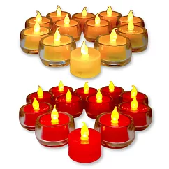 【UP101】7日LED玻璃燭杯酥油心燈-12入組(AXY2450-box) 黃色12入