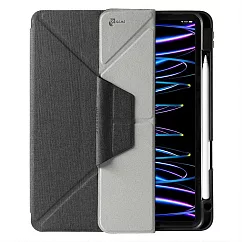 JTL / JTLEGEND 2022 iPad Pro 12.9吋 Amos相機快取折疊布紋皮套(有筆槽) 石墨黑