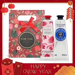 L’OCCITANE 歐舒丹 護手霜禮盒30mlX2 新春送禮─國際航空版 玫瑰+乳油木