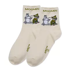 【ONEDER旺達棉品】MOOMIN嚕嚕米中筒襪 姆明系列長襪 史力奇 阿金 造型襪口中筒襪 台灣製棉襪 女襪─ 嚕嚕米&史力奇 MO─A316