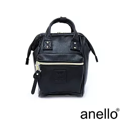 anello 新版2代輕質皮革經典口金迷你後背包 Mini size─ 黑色
