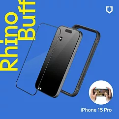 犀牛盾 iPhone 15 Pro (6.1吋) RhinoBuff FPS 精準操控套組(電競手機殼+霧面玻璃保護貼)