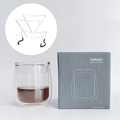 Simple Real濾掛咖啡組|TAMAGO雙層玻璃杯+Drip Chair不銹鋼掛耳架 (經典黑)