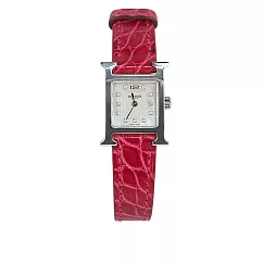 HERMES Heure H 鱷魚皮錶帶帶鑽女錶 21mm_展示品 (紅色)
