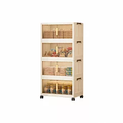 【好氣氛家居】50面寬雙開磁吸折疊四層收納櫃/2色可選 白框透明門板