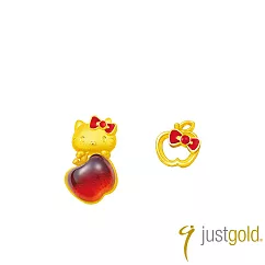 【Just Gold 鎮金店】Hello Kitty 蘋安萌福 黃金耳環
