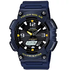 CASIO 魅力青春太陽能雙顯運動腕錶─藍