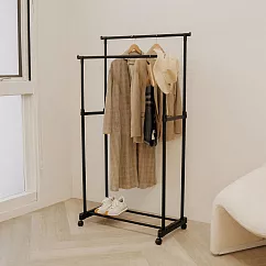 【H&R安室家】台製簡約雙桿升降曬衣架 曬衣桿 掛衣架 HG22B 白色