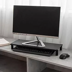 【H&R安室家】省空間桌上螢幕架 鍵盤收納架 OA127 藍色