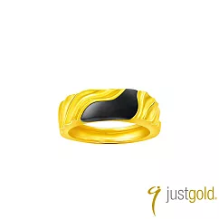 【Just Gold 鎮金店】稜變&middot;黑瑪瑙 AURA 黃金戒指 港圍 19 金色