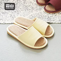 【日本霜山】和風皮質透氣亞麻底防滑室內拖鞋-多款可選- 米白25cm(36-37)