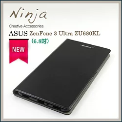博客來 東京御用ninja Asus Zenfone 3 Ultra Zu680kl 6 8吋 經典瘋馬紋保護皮套 黑色