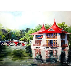 【玲廊滿藝】張偉鈺-台中公園52x38cm