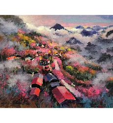 【玲廊滿藝】盧來全-上帝的部落-司馬庫斯 52x42.5x4.5cm