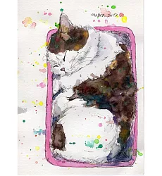 【玲廊滿藝】宮原千佳子（Chika）-便當貓18x13cm