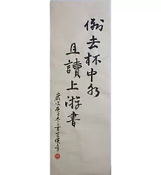 【玲廊滿藝】官瑛-倒去杯中物 且讀上游書58x23.5cm